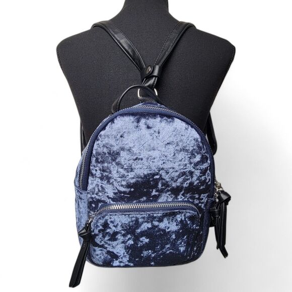 Unbranded Handbags - Crushed Velvet Mini Backpack Blue Y2K Whimsigoth Goth Retro 90s Indie Boho VTG